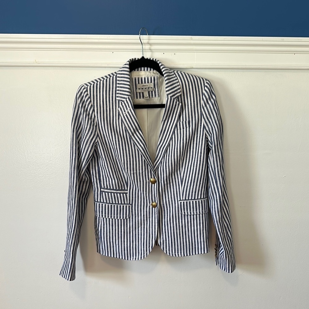 J.Crew SIZE 2. Navy and White Striped Blazer
